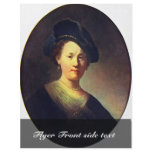Bust Of A Woman With A Feathered Beret. Flyer Design