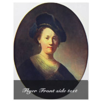 Bust Of A Woman With A Feathered Beret. Flyer Design