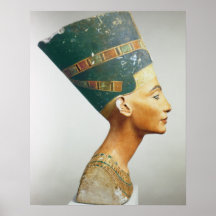 Bust of Queen Nefertiti, side view, from the studi Print
