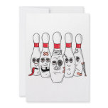 busted up injured bowling pins cartoon personalized invite