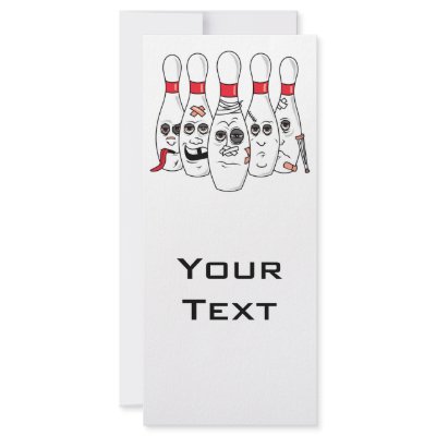 busted up injured bowling pins cartoon rack card template Zazzle_rackcard
