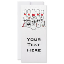 busted up injured bowling pins cartoon custom rack cards