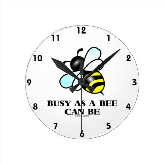 Busy As A Bee Can Be (Bee Drawing) Wall Clocks