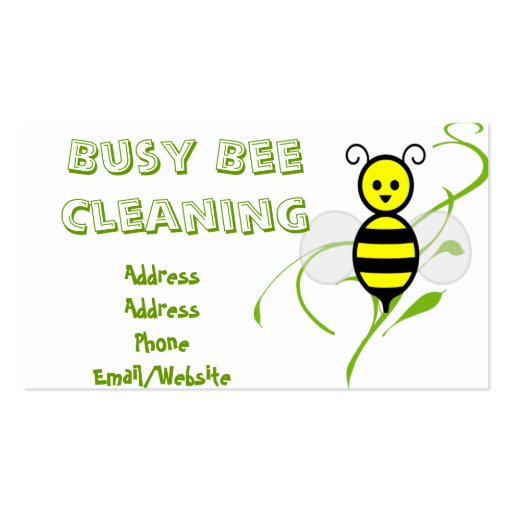 Busy Bee Clip Art Business Card Templates (front side)