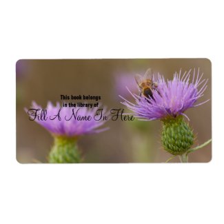 Busy Bee On Purple Thistle Photograph Personalized Shipping Label
