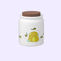 Busy Bees Around Their Beehive Candy Jar candy jars