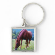 Busy Eating. Horse Photo Keychain