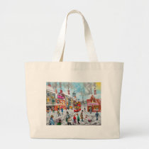 Busy snow winter street scene bags