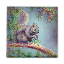 BUSY SQUIRREL by SHARON SHARPE magnets