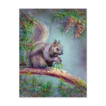 BUSY SQUIRREL by SHARON SHARPE postcards