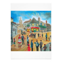 Busy street scene victorian rag and bone man invitations