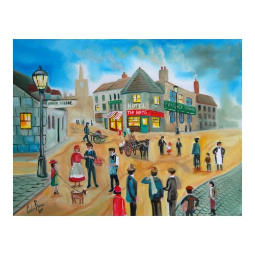 Busy street scene victorian rag and bone man print