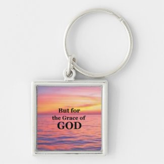 "But for the Grace of God." Basic Round Button Keychain