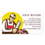 butcher cutter chopping meat with knife business card template