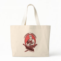 Butcher leg of meat knife and sharpening tool tote bags