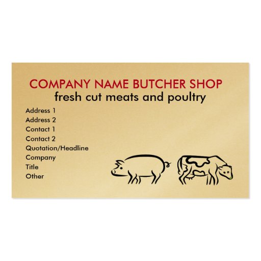 Butcher shop Business Cards (front side)