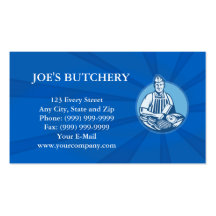 Butcher With Meat Cleaver Meat Cuts Retro Business Cards
