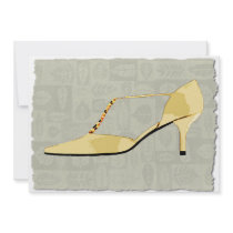 Butter Yellow Leather T Strap Personalized Invite