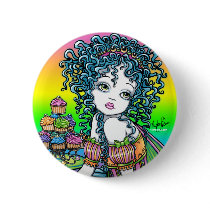 "Buttercup" Rainbow Cup Cake Fairy Art Button buttons