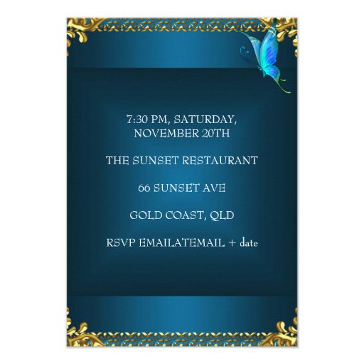 Butterflies 21st Birthday Party Blue Teal Announcements