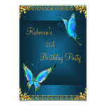 Butterflies 21st Birthday Party Blue Teal Announcements