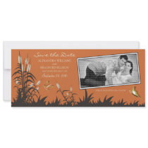 Butterflies and Cattails Save the Date (coral) invitations by TheWeddingShoppe Butterflies and Cattails Save the Date (coral) invitations