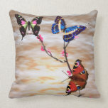 Butterflies and Cherry Blossoms Throw Pillows