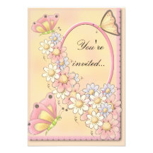 Butterflies and Daisy Flowers Invitation