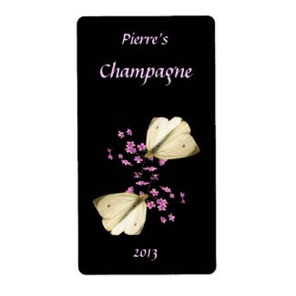 Butterflies and Floral Wine Label