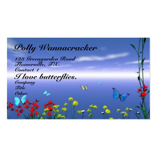 Butterflies and Flowers Business Card Templates