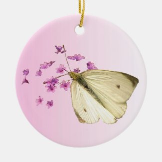 Butterflies and Flowers Christmas Tree Ornament