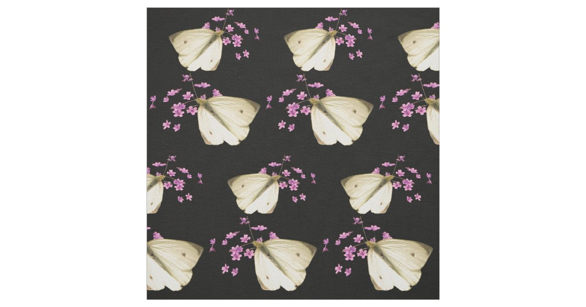 Butterflies and Flowers Fabric Zazzle