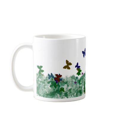 Butterflies and Flowers Coffee Mug by lindahillerart