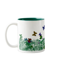 Butterflies and Flowers mugs by lindahillerart Butterflies and Flowers mugs