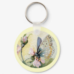 Butterflies and Flowers Vintage Keychain keychain