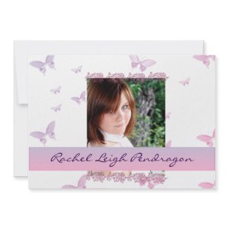 Butterflies and Lace in Pink and Purple invitation