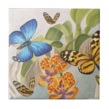Butterflies and Orchid Tile
