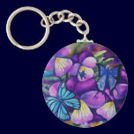 Butterflies and Panseys key chain keychains