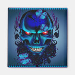 Butterflies and Roses Black Skull Magnet