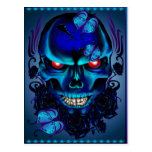 Butterflies and Roses Black Skull Postcard