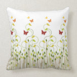Butterflies and Vines on White Throw Pillow