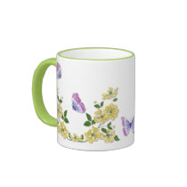 Butterflies and Wild Yellow Roses Mug