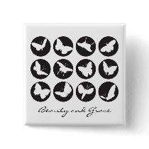 Butterflies Black and White Pinback Button