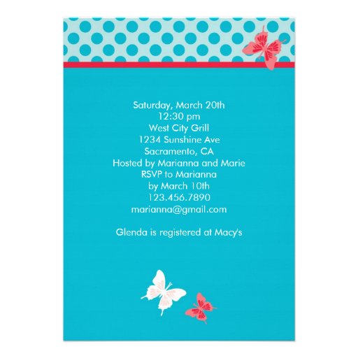 Butterflies Bridal Shower Invitation