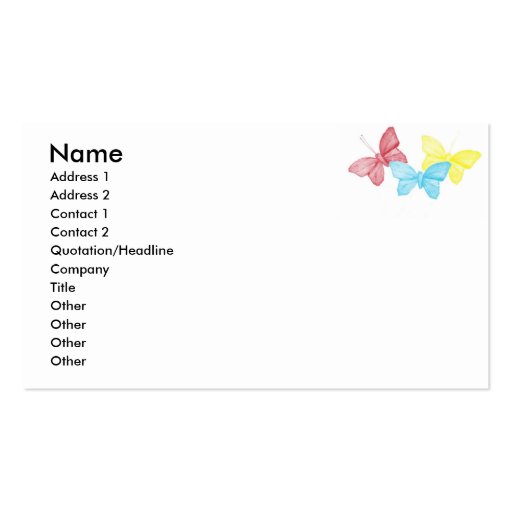 Butterflies Business Card Templates (front side)
