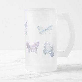 'Butterflies' Frosted Glass Mug