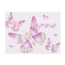 Butterflies Hearts RSVP Postcard