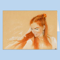 Butterflies in her Hair Fantasy art Card cards