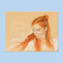 Butterflies in her Hair Fantasy art Postcard
