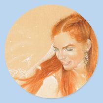Butterflies in her Hair Fantasy Art Sticker
